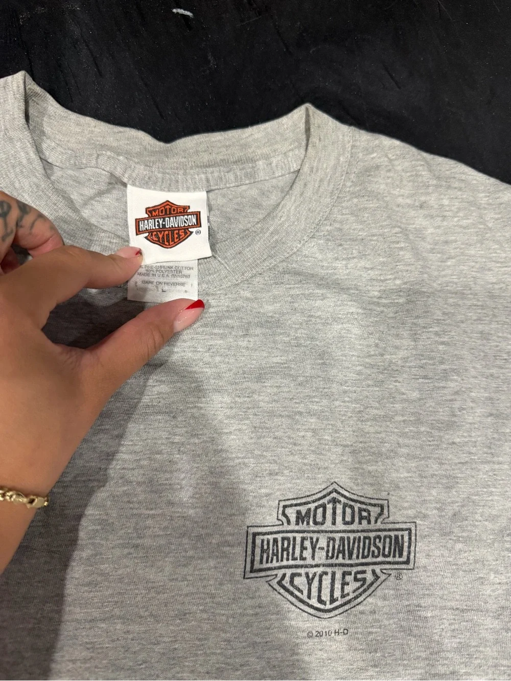 Harley-Davidson Gray Tee with Orange & Red Big Moose Graphic